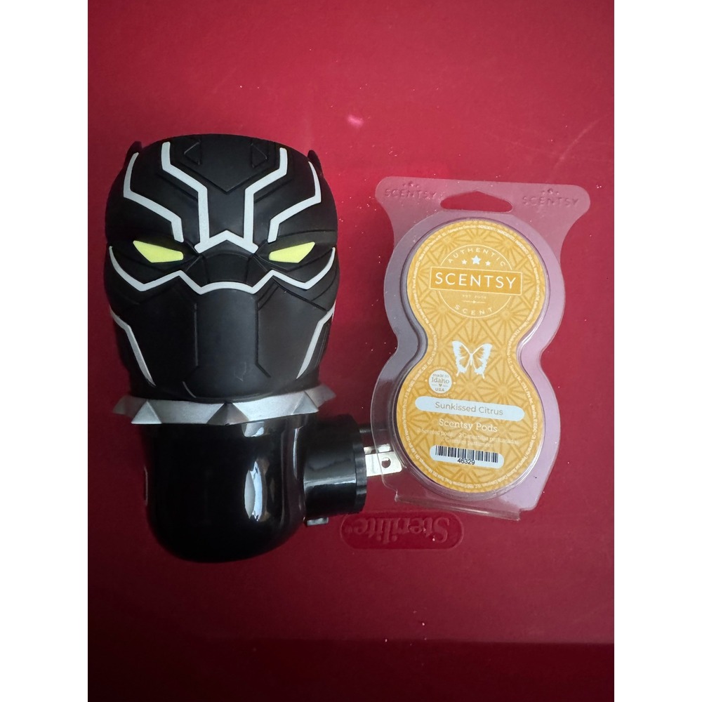 Scentsy Marvel Black Panther Wall Fan Diffuser & Sunkissed Citrus‎ Pods Set